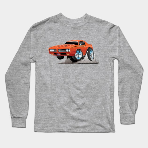 Classic American Muscle Car Cartoon Long Sleeve T-Shirt by hobrath